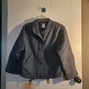 Women's Out Brook Blue Quilted Jacket Size Small Zip Up and Button-Up Front